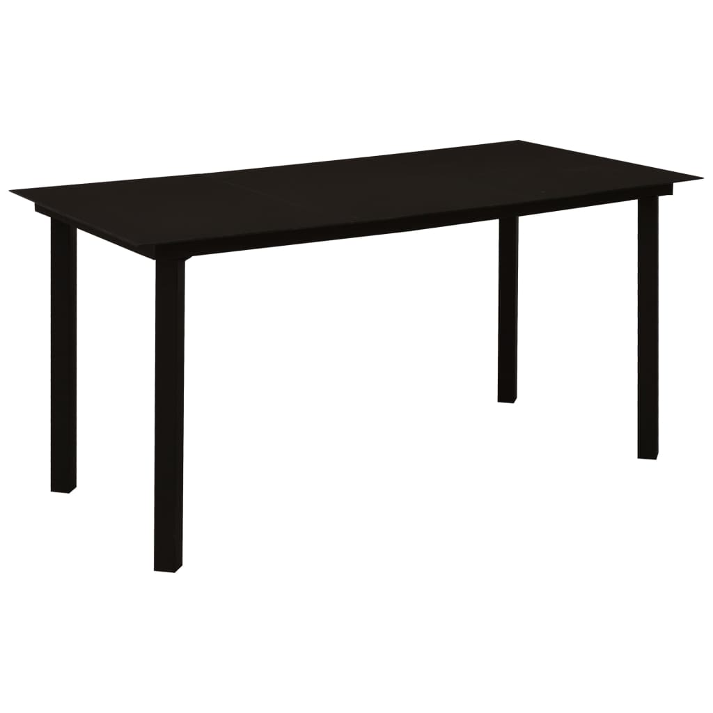 Garden Dining Set | Black | Powder-coated steel, glass, cotton rope