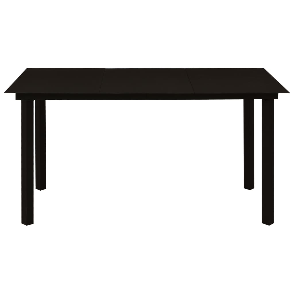 Garden Dining Set | Black | Powder-coated steel, glass, cotton rope