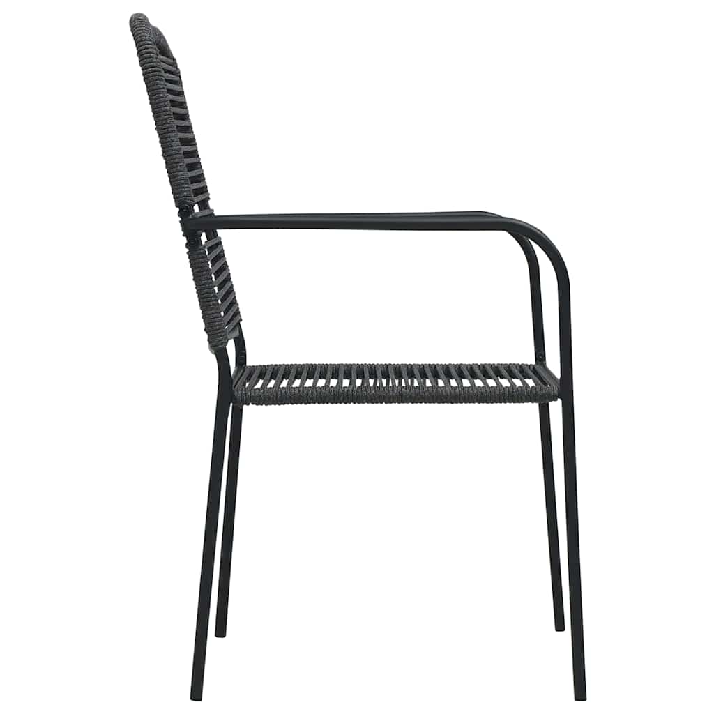 7 Piece Garden Dining Set Black Glass and Steel
