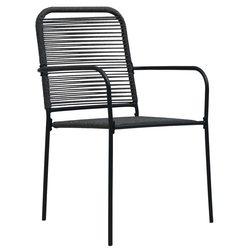 Garden Dining Set | Black | Powder-coated steel, glass, cotton rope