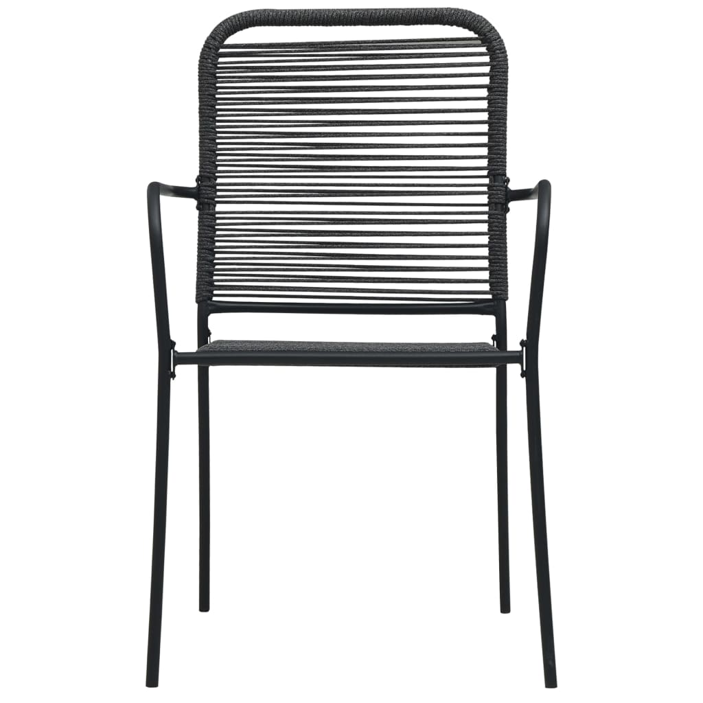Garden Dining Set | Black | Powder-coated steel, glass, cotton rope