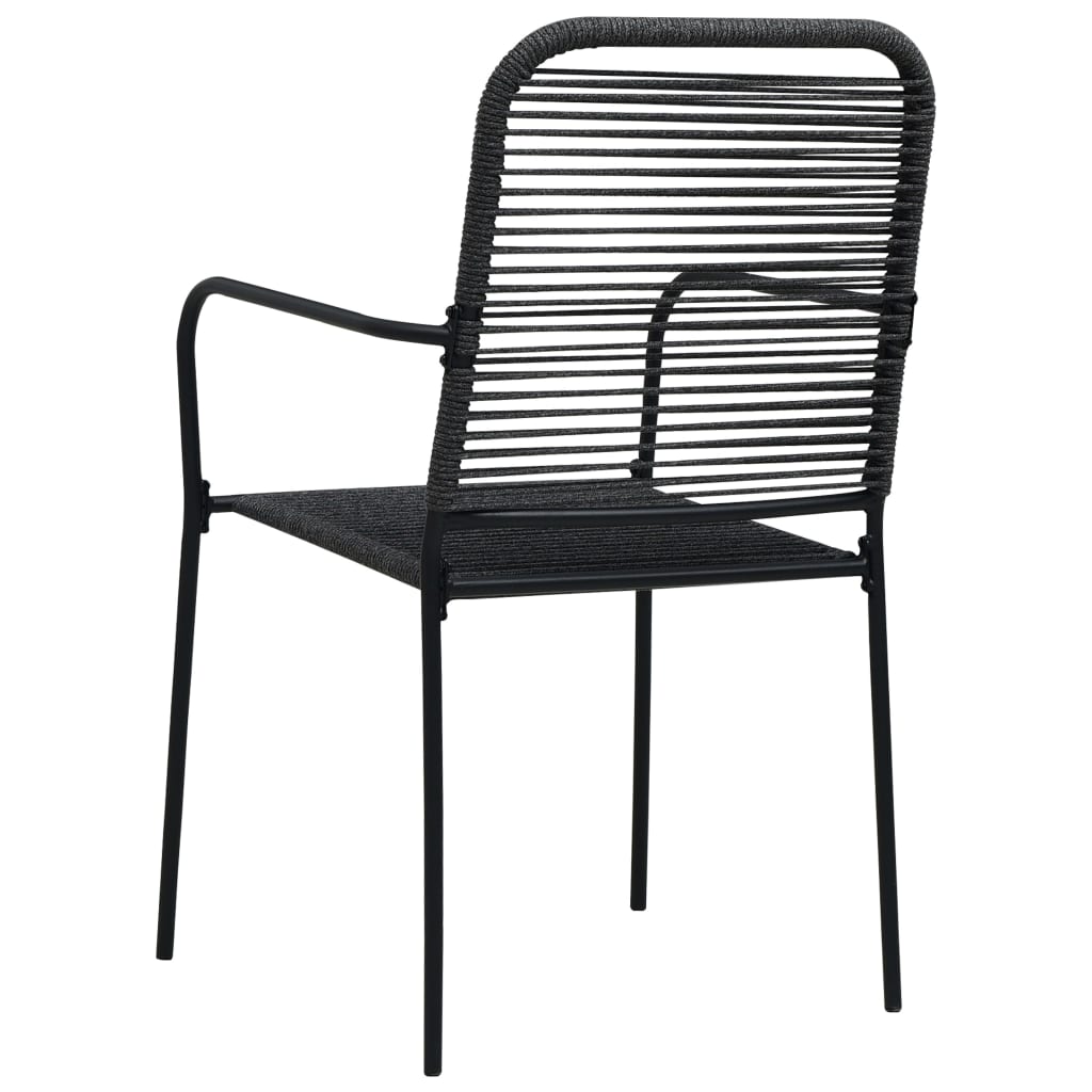 Garden Dining Set | Black | Powder-coated steel, glass, cotton rope