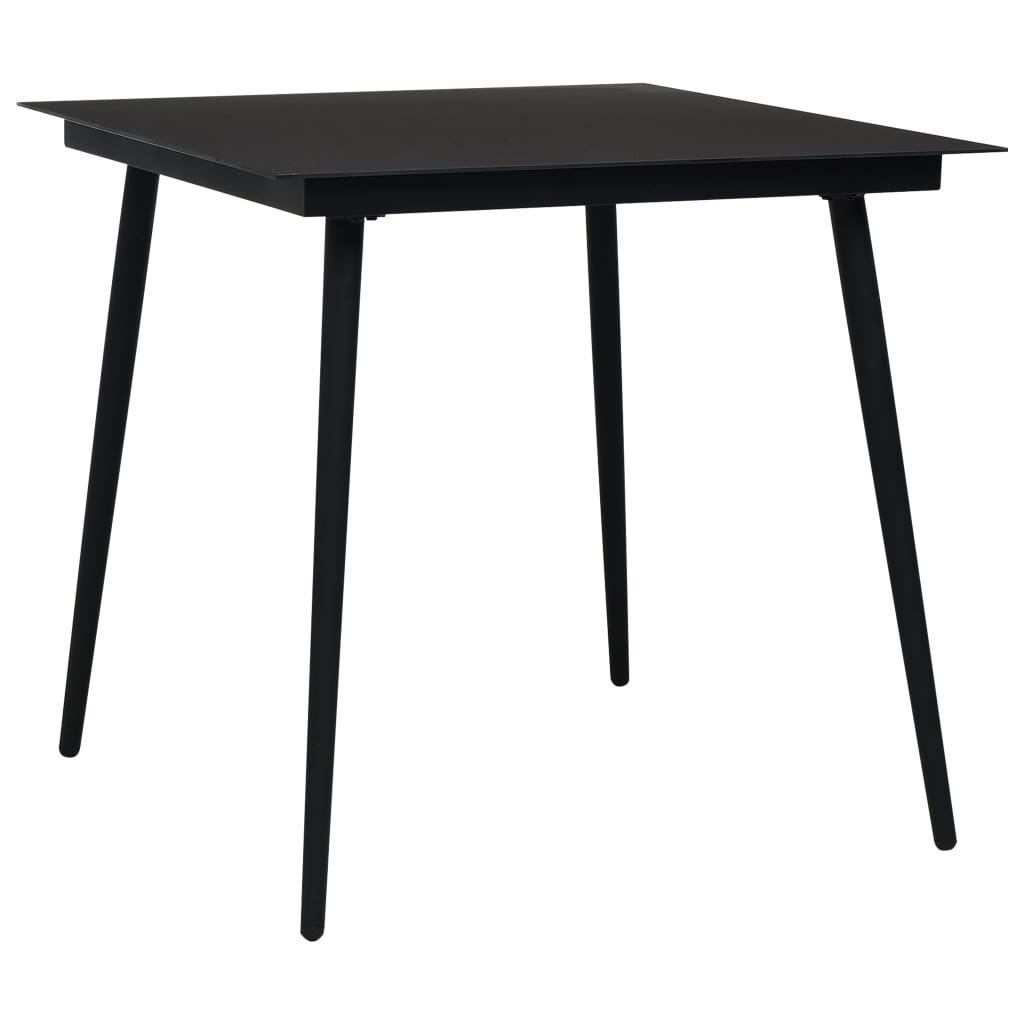 Dining Set | Black | PVC rattan, powder-coated steel, glass | 3-piece set
