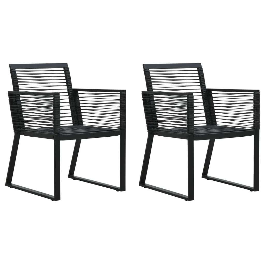 Dining Set | Black | PVC rattan, powder-coated steel, glass | 3-piece set