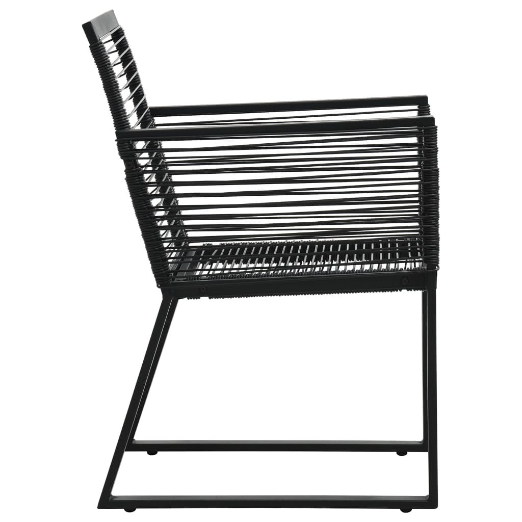 Dining Set | Black | PVC rattan, powder-coated steel, glass | 3-piece set