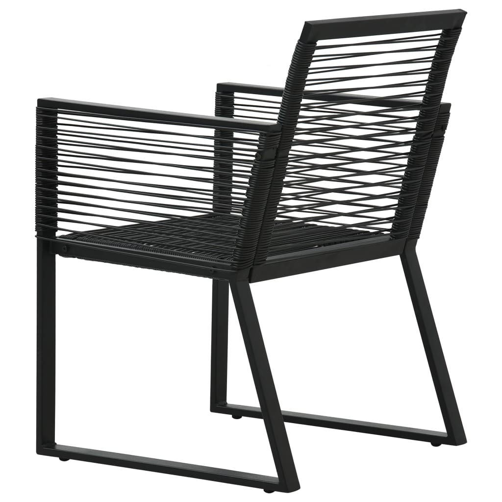 Dining Set | Black | PVC rattan, powder-coated steel, glass | 3-piece set