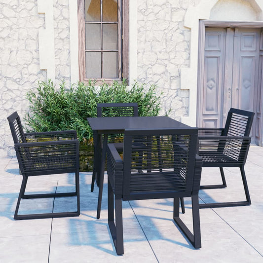 vidaXL 5 Piece Outdoor Dining Set PVC Rattan Black