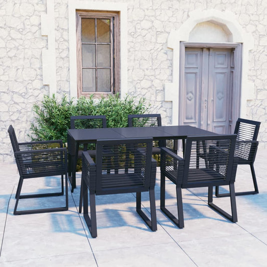 vidaXL 7 Piece Outdoor Dining Set PVC Rattan Black