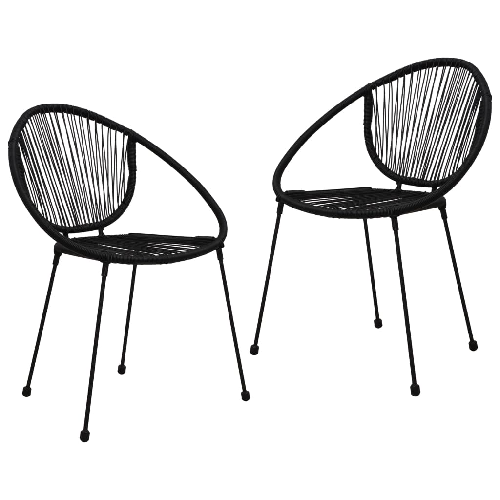 Dining Set | Black | PVC rattan, powder-coated steel, glass | 3-piece