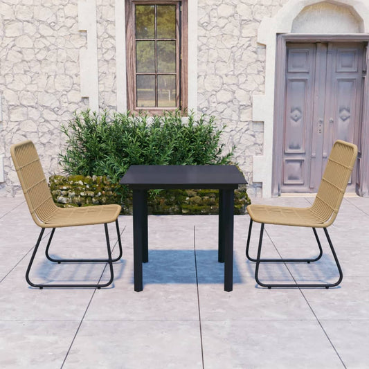 vidaXL 3 Piece Outdoor Dining Set Poly Rattan and Glass