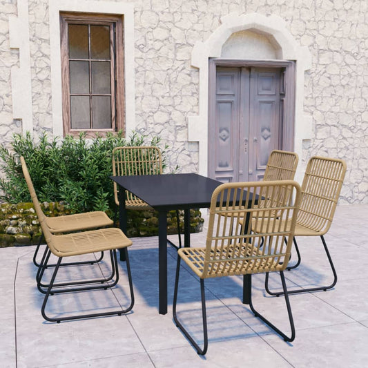 vidaXL 7 Piece Outdoor Dining Set Poly Rattan and Glass