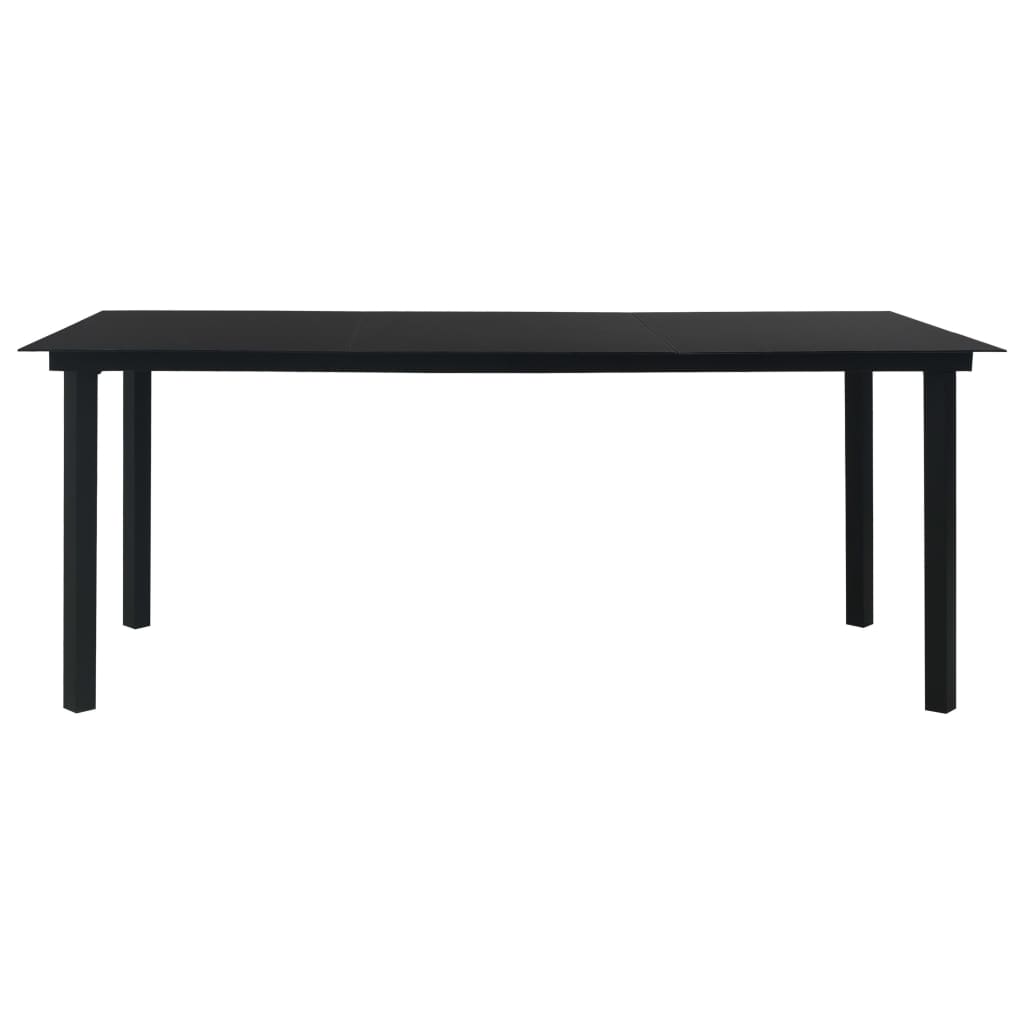 Dining Set | Oak and black | Poly rattan | 190 x 90 x 74 cm | Stackable