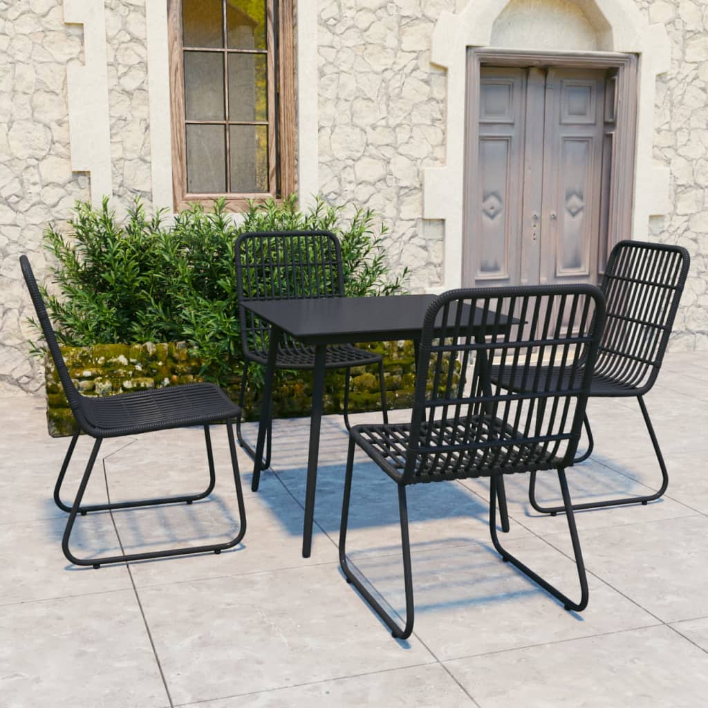 vidaXL 5 Piece Outdoor Dining Set Poly Rattan and Glass