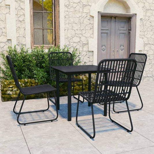 vidaXL 5 Piece Outdoor Dining Set Poly Rattan and Glass