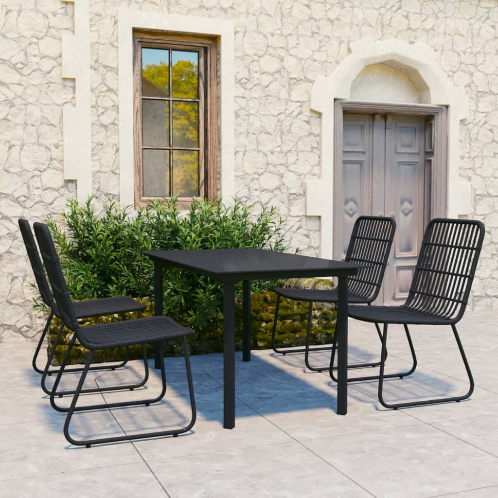 Dining Set | Black | Poly rattan | 5-piece | Stackable | Dining Set