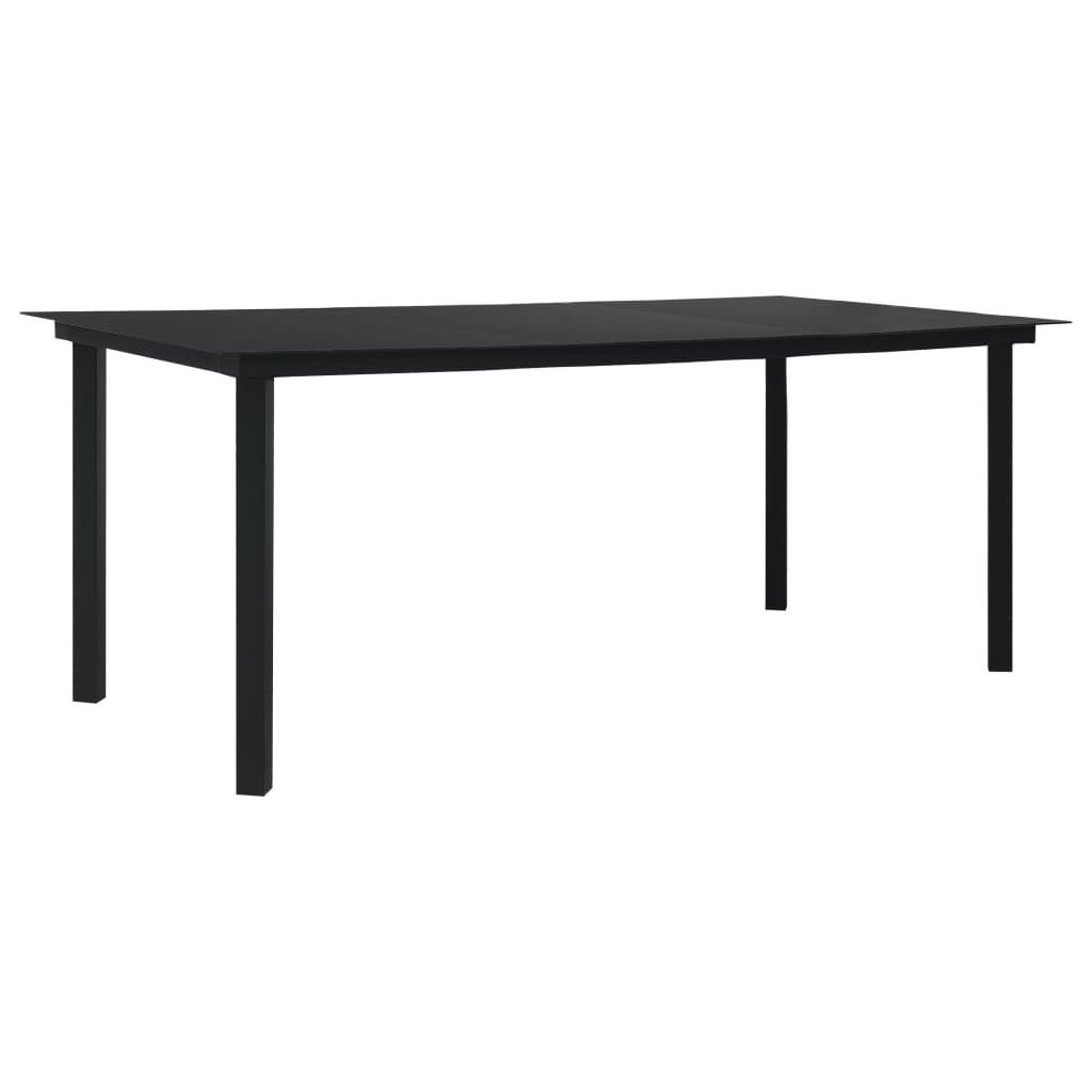 Dining Set | Black | Poly rattan, powder-coated steel, glass