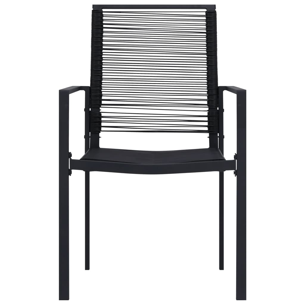 Dining Set | Black | Glass, Powder-Coated Steel, PVC Hollow Rattan