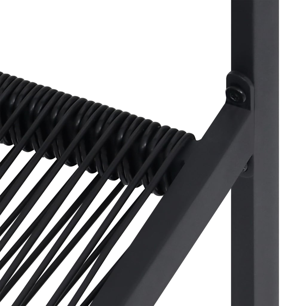 Dining Set | Black | Glass, Powder-Coated Steel, PVC Hollow Rattan