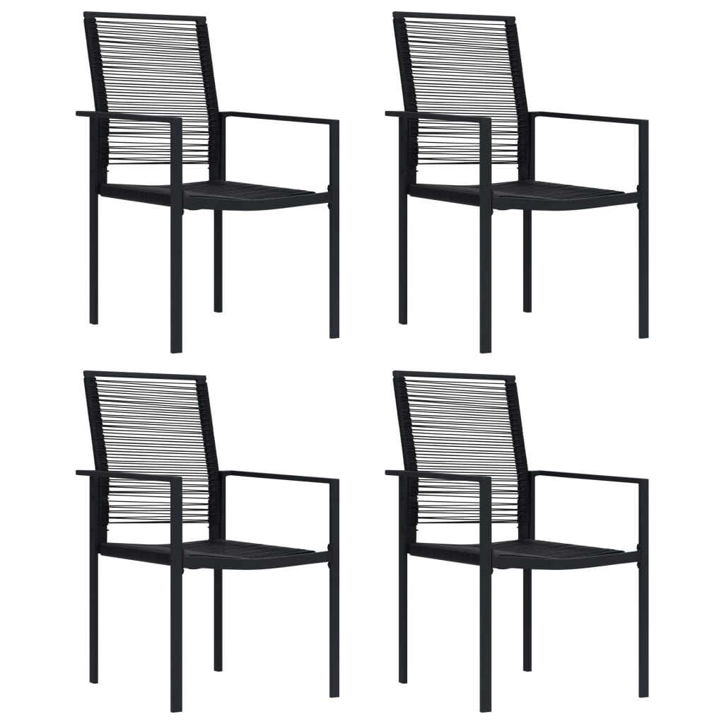 Dining Set | Black | Glass, Powder-Coated Steel, PVC Hollow Rattan