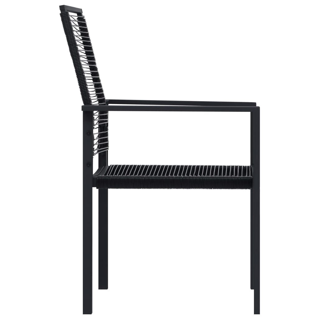 Dining Set | Black | Glass, Powder-Coated Steel, PVC Hollow Rattan