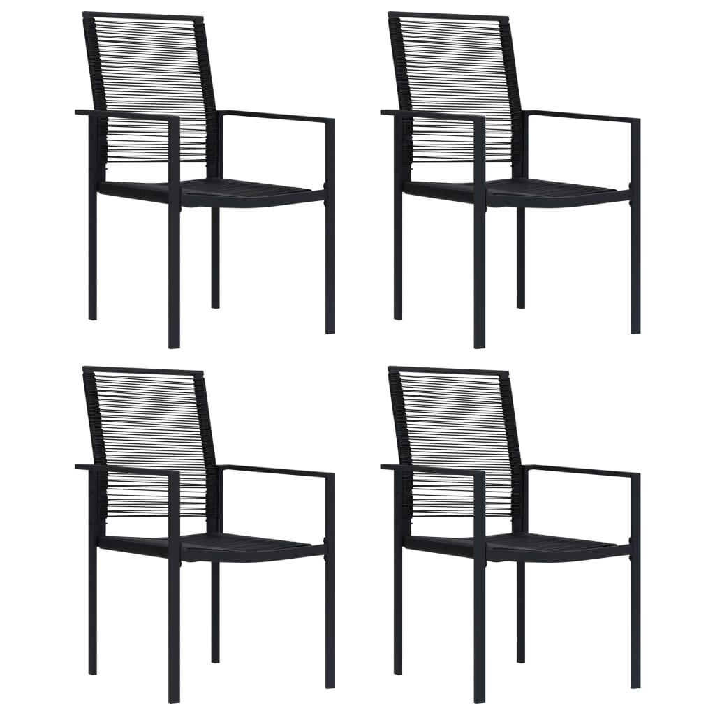 Dining Set | Black | Powder-Coated Steel, PVC Hollow Rattan, Glass