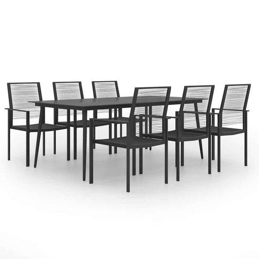 Dining Set | Black | Powder-Coated Steel | Large | Durable | Dining Set