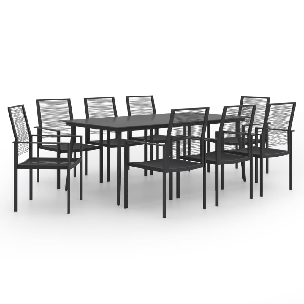 Dining Set | Black | Glass | Large |  Durable  | Garden Dining Set