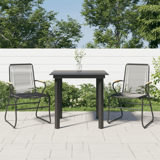 vidaXL 3 Piece Garden Dining Set Black PVC Rattan