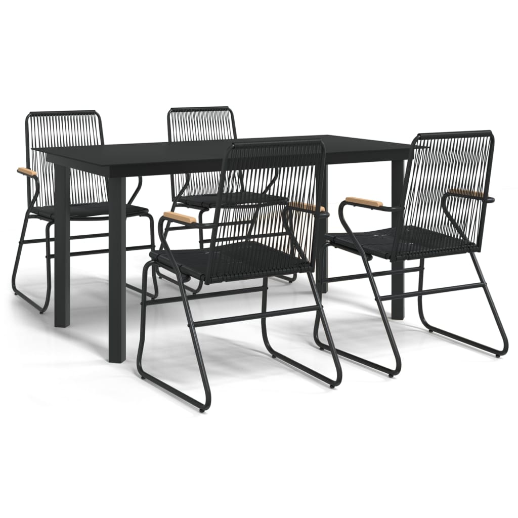 vidaXL 5 Piece Garden Dining Set Black PVC Rattan