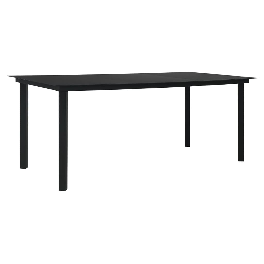 7 Piece Garden Dining Set Black PVC Rattan