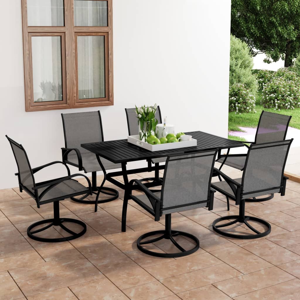 vidaXL 7 Piece Garden Dining Set Textilene and Steel