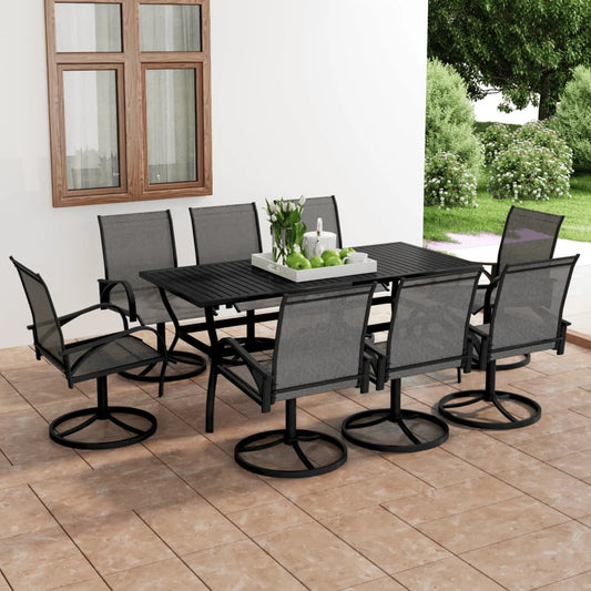 vidaXL 9 Piece Garden Dining Set Textilene and Steel