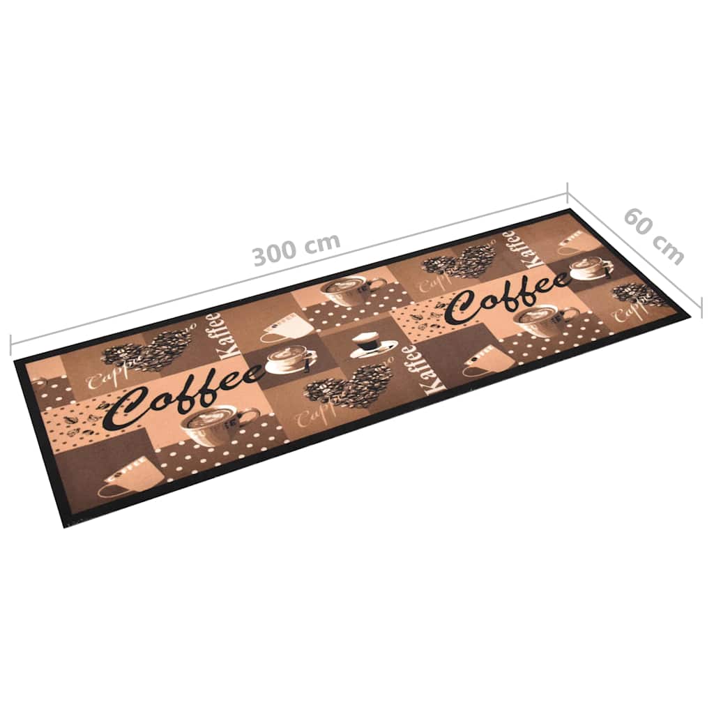 315972 vidaXL Kitchen Carpet Washable Coffee brown 60x300 cm