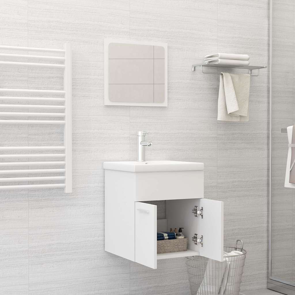 804773 vidaXL 2 Piece Bathroom Furniture Set White Engineered Wood