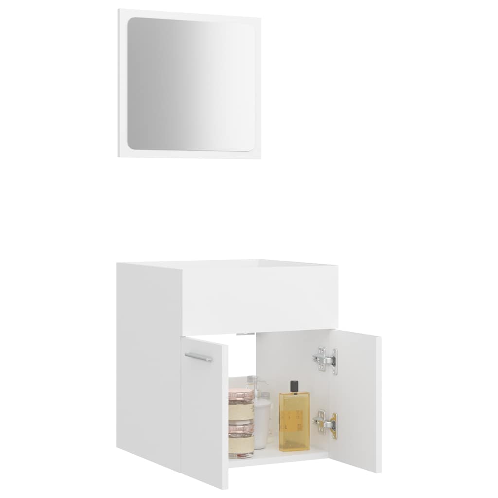 804773 vidaXL 2 Piece Bathroom Furniture Set White Engineered Wood