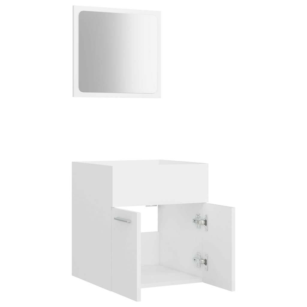 804773 vidaXL 2 Piece Bathroom Furniture Set White Engineered Wood