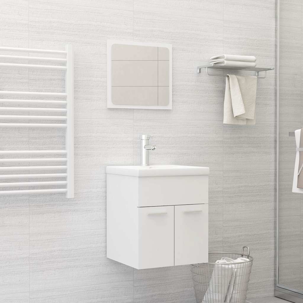 804773 vidaXL 2 Piece Bathroom Furniture Set White Engineered Wood