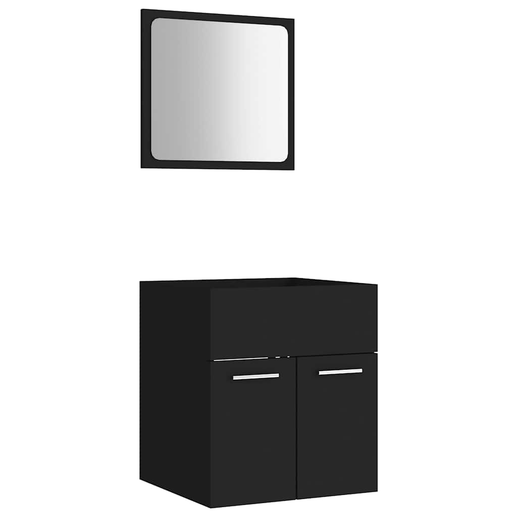 804774 vidaXL 2 Piece Bathroom Furniture Set Black Engineered Wood