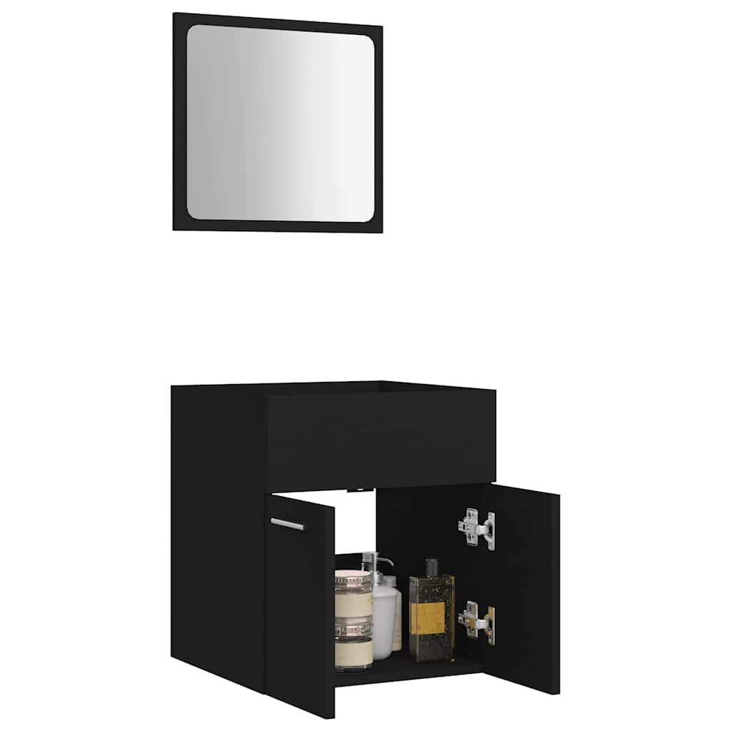 804774 vidaXL 2 Piece Bathroom Furniture Set Black Engineered Wood