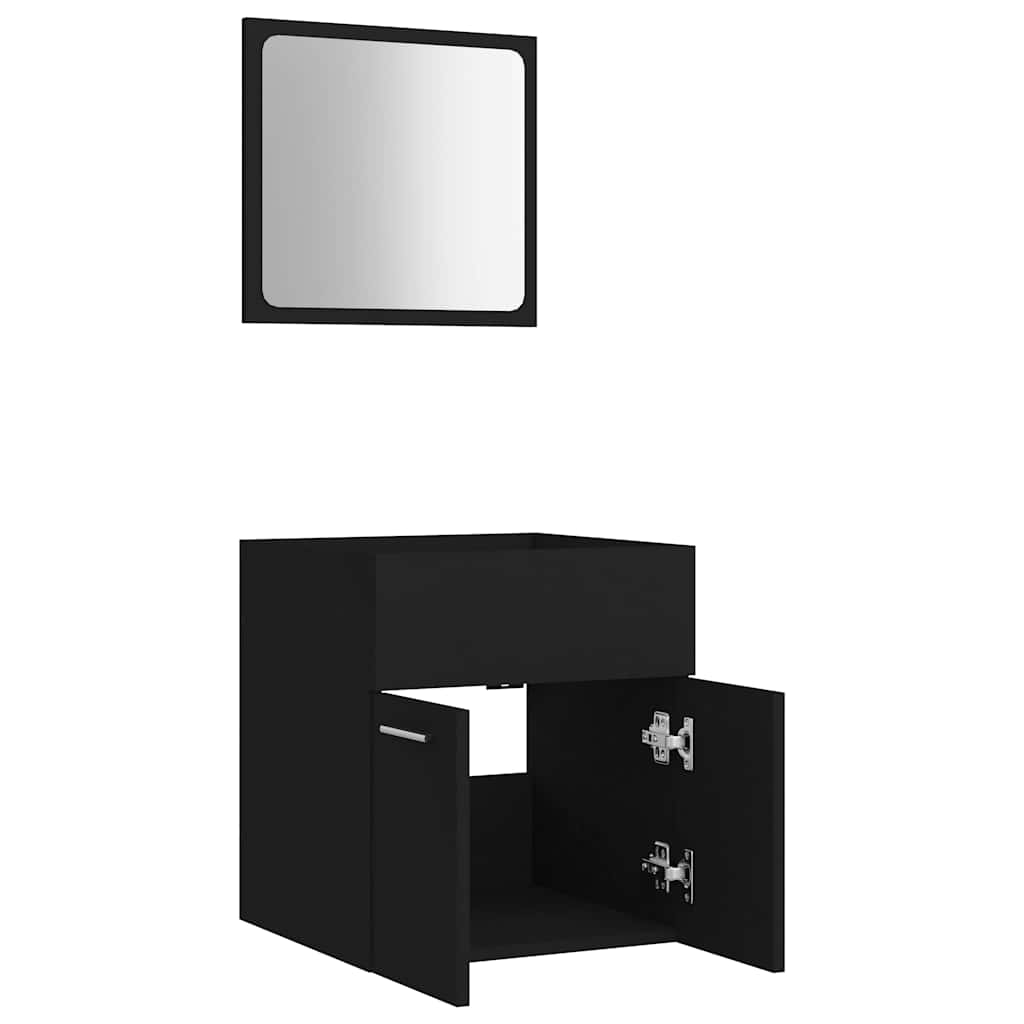 804774 vidaXL 2 Piece Bathroom Furniture Set Black Engineered Wood
