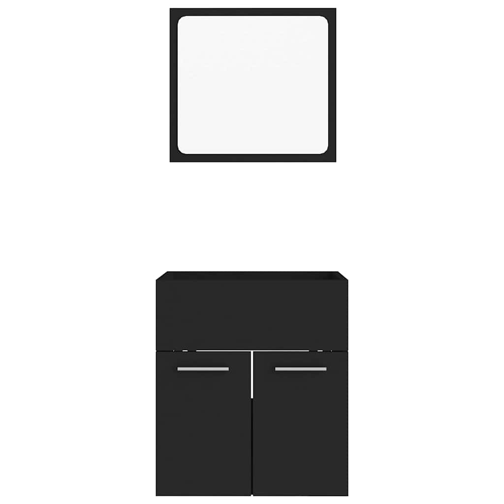 804774 vidaXL 2 Piece Bathroom Furniture Set Black Engineered Wood