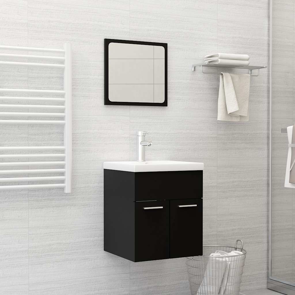 804774 vidaXL 2 Piece Bathroom Furniture Set Black Engineered Wood