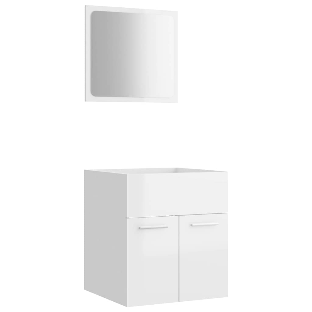 804779 vidaXL 2 Piece Bathroom Furniture Set High Gloss White Engineered Wood
