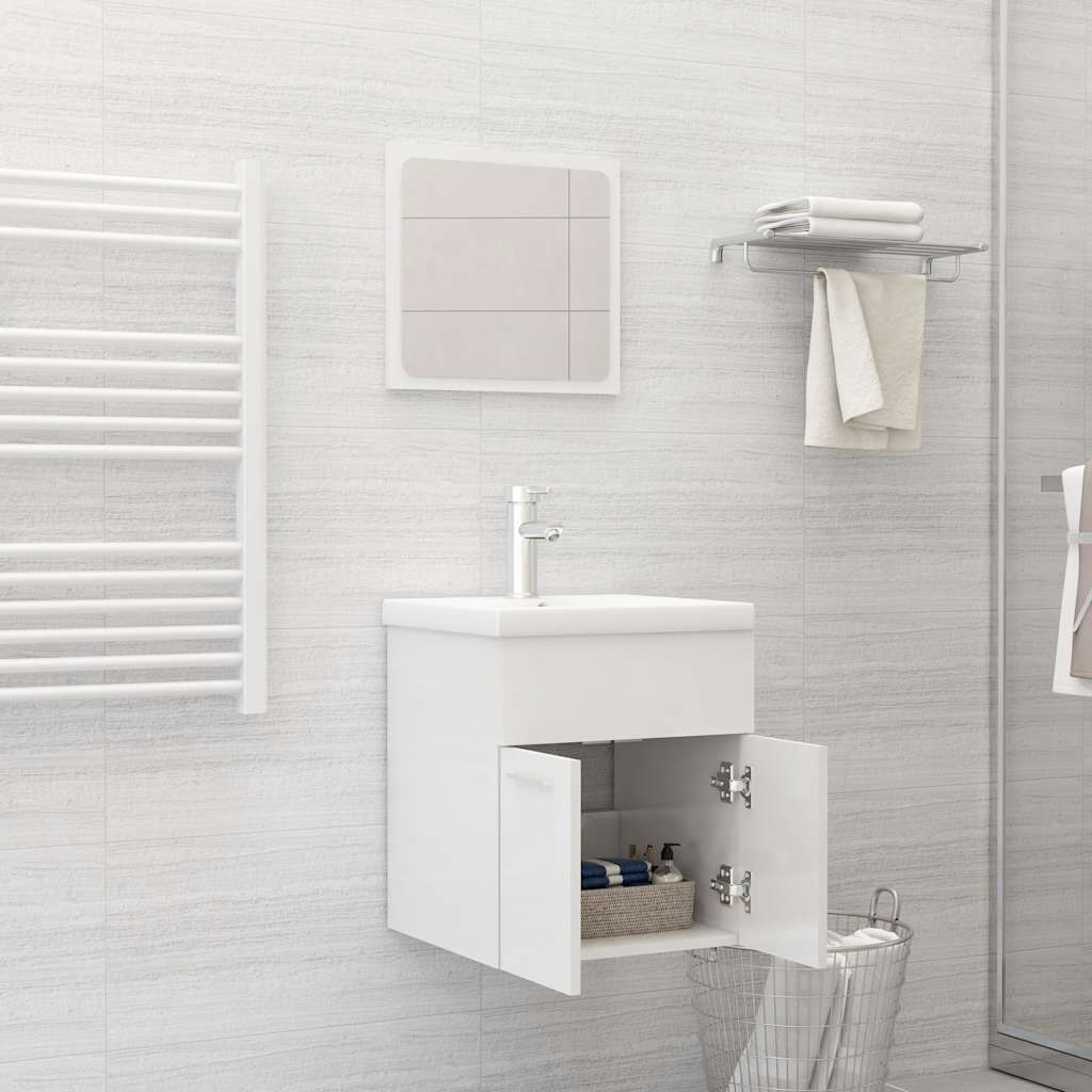 Bathroom Furniture Set | High gloss white | Engineered wood, Acrylic