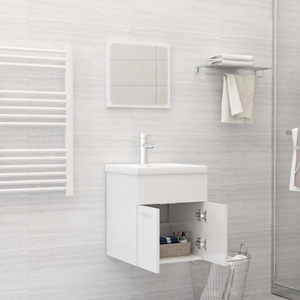 804779 vidaXL 2 Piece Bathroom Furniture Set High Gloss White Engineered Wood