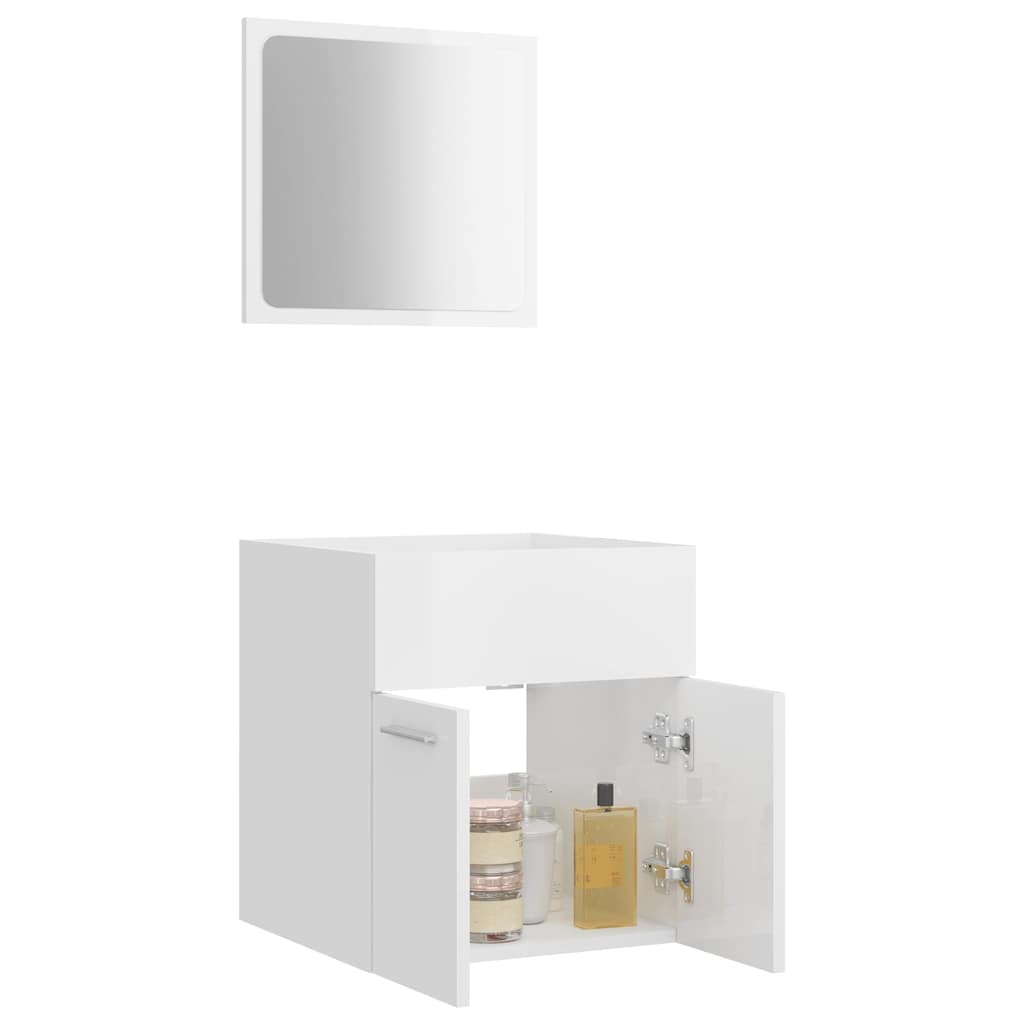 804779 vidaXL 2 Piece Bathroom Furniture Set High Gloss White Engineered Wood