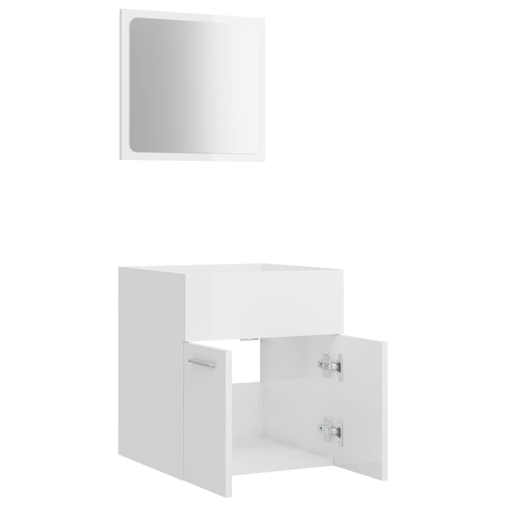 804779 vidaXL 2 Piece Bathroom Furniture Set High Gloss White Engineered Wood