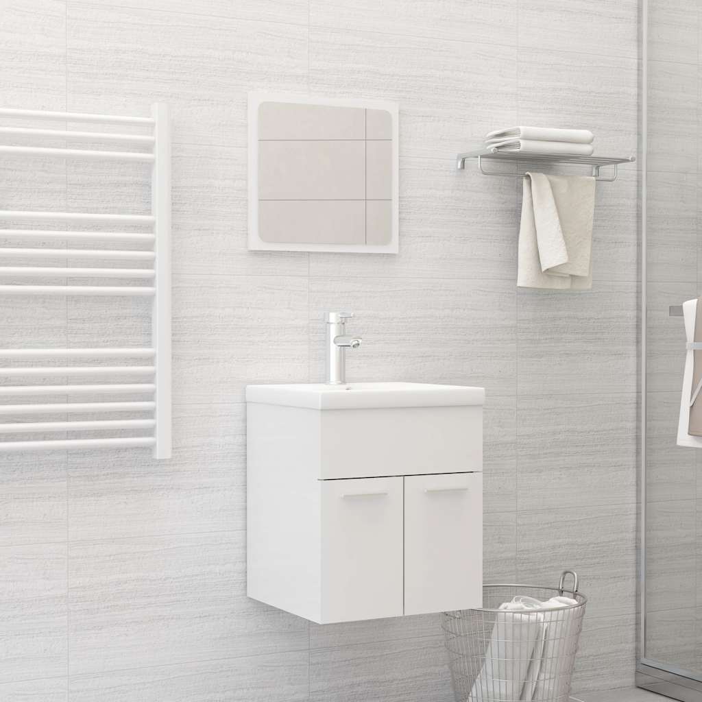 804779 vidaXL 2 Piece Bathroom Furniture Set High Gloss White Engineered Wood