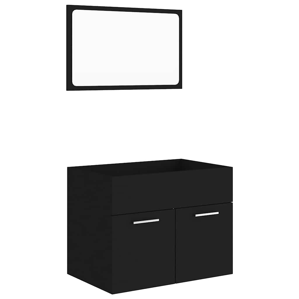 804783 vidaXL 2 Piece Bathroom Furniture Set Black Engineered Wood