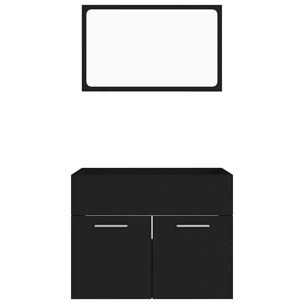 804783 vidaXL 2 Piece Bathroom Furniture Set Black Engineered Wood